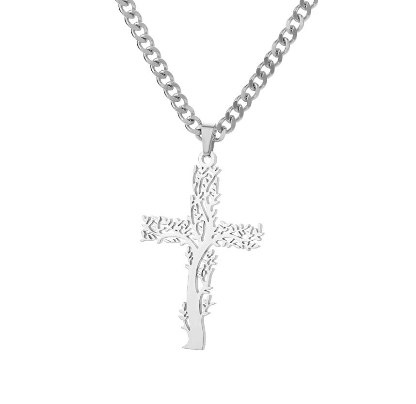 Stainless Steel Jesus Cross Necklace For Women Men Gold Color Caravaca Angels Crucifix Charm Choker Rapper Jewelry Hip Hop Gift
