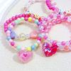 6-Piece Acrylic Beaded Bracelet Set with Heart Charm, Colorful Kids Wristbands Children's Gift Accessories