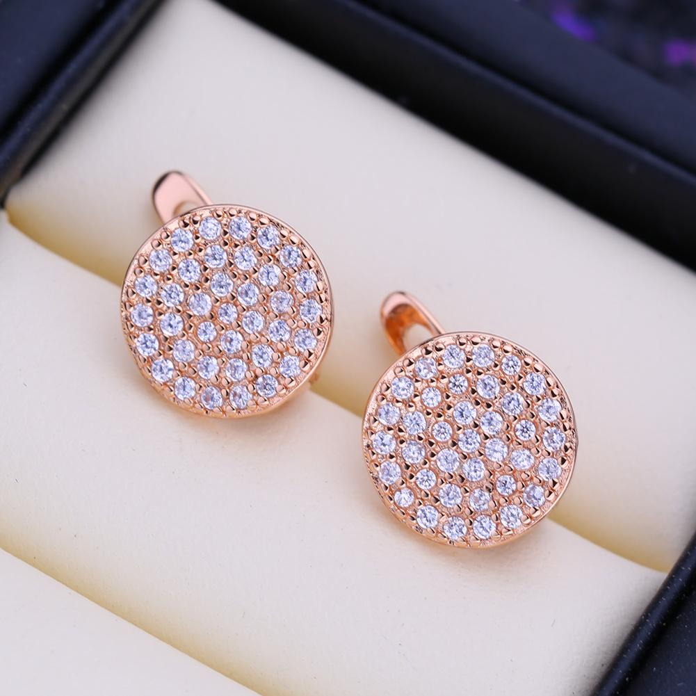 FEEYOO boucles d'oreilles à Clip couleur or Rose boucle d'oreille de mode pour les femmes zircon cubique boucles d'oreilles bijoux