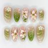 24pcs Wearable Press On Nails Strawberry Bow Design Nails Tips Red Short Almond Pearl Starlight Fake Nail Art Flower False Nails