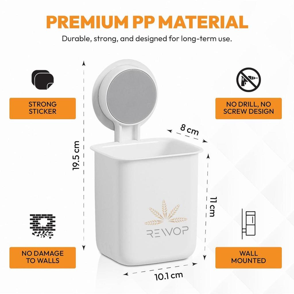 Toothbrush Holders for Bathroom (Pack of 2), Plastic Wall Mounted Self Adhesive Toothbrush Holder for Bathroom, Toothpaste, Shaver, Razor