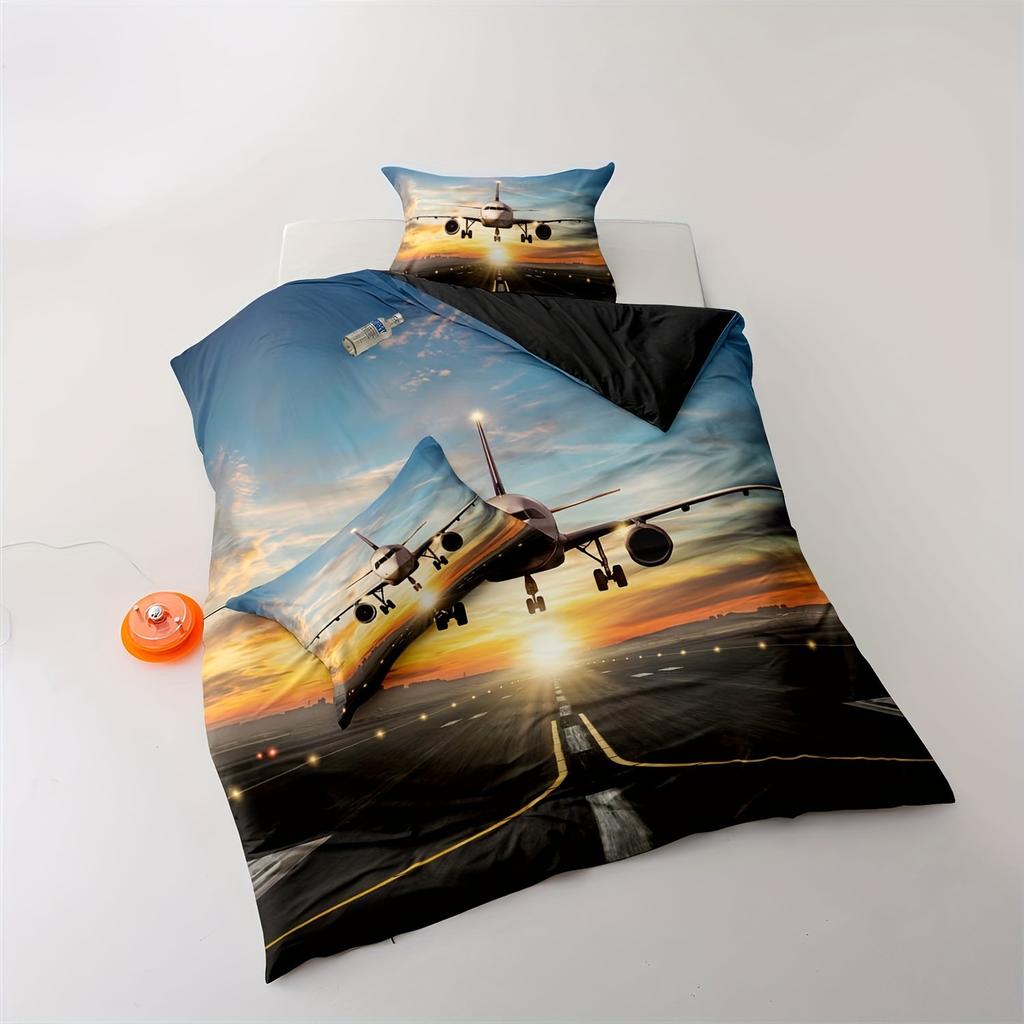 Aircraft 3D Digital Printing Three-Piece Bedding Home Textile Duvet Cover Bedding