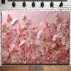2D Flat Printed Pink Floral Butterfly Tapestry, 3D Effect Flower & Butterfly Photo Banner