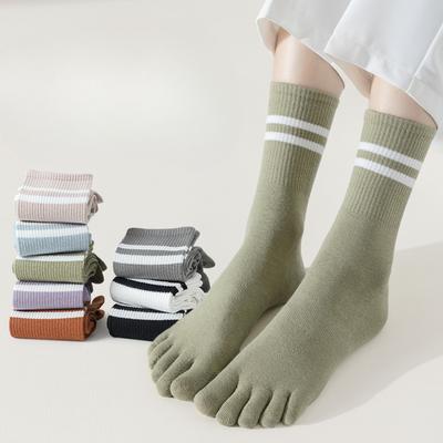 Meias de Cinco Dedos, Meias Femininas de Meia Panturrilha, Meias de Algodão para Primavera e Outono, Meias da Moda com Dedos Separados de Cano Alto Esportivas Antiderrapantes de Inverno para Mulheres