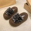 Leopard Print Fluffy Slippers Women's 2025 Autumn and Winter New Fashion Slippers Can Be Worn Outside European and American Style Wild Animal Patt