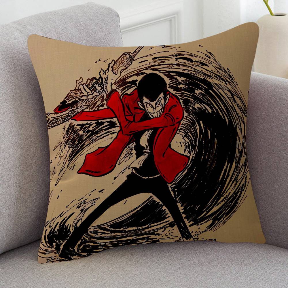 Anime Lupin The Third Soft Comfortable Pillow Case Cartoon For Sofa Living Cat Room Home Office Retro Decor Protective Cover