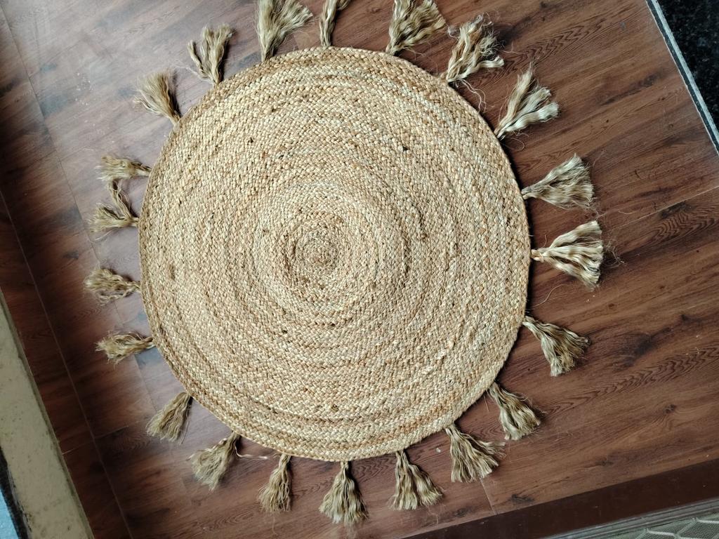 Rectangle Jute Rug Runner Handmade 100% Natural Braided Floor Mat Reversible