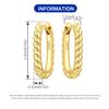 925 Gold Twisted U-shaped Earrings Women Hoop Earring Anniversary Jewelry Trendy Gifts
