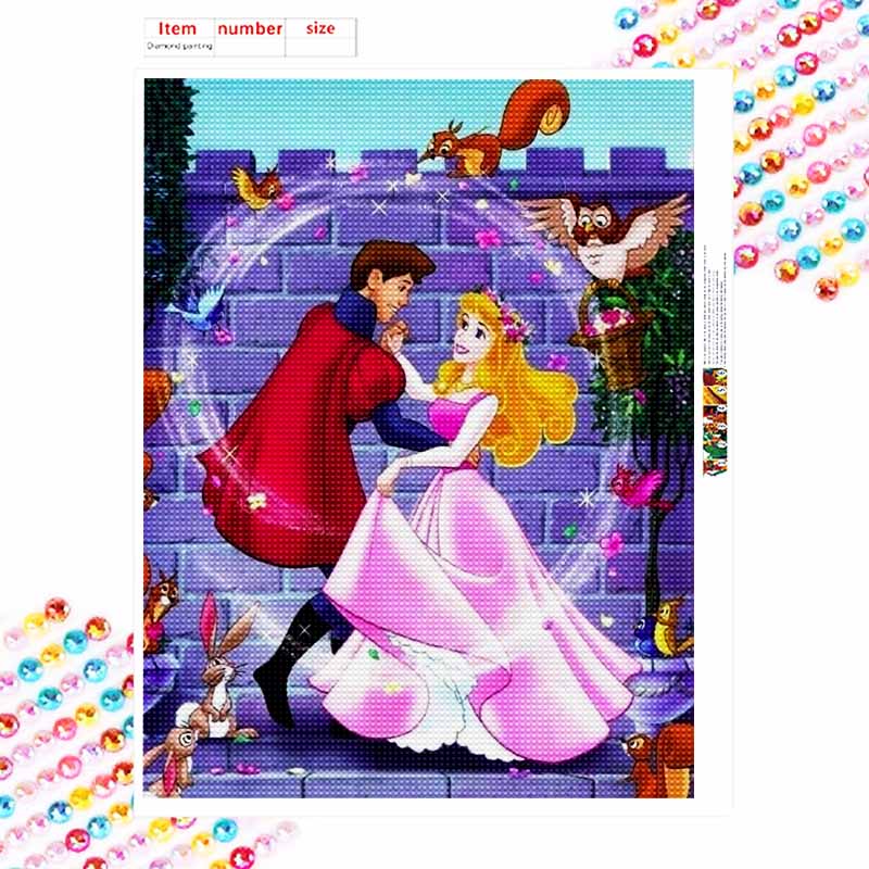 Disney Diamond Painting 5D Handmade DIY Aurora And Prince Charming Diamond Stickers Home Room Decorations Gifts
