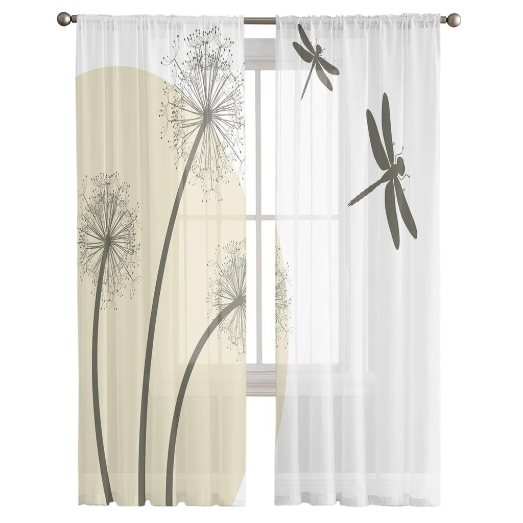 Dandelion Dragonfly Sheer Curtains Window Curtains For Living Room Bedroom Blinds Kids Room Home Decor