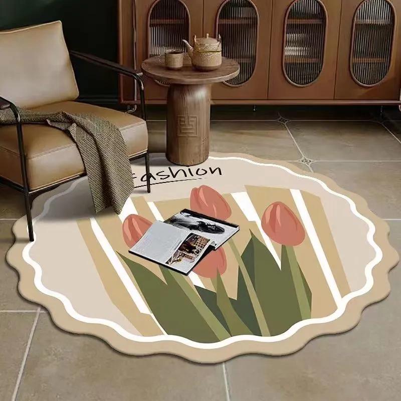 

WTEMPO Ретро Роскошная Спальня Кровать Одеяло Коврики Гостиная Круглые Ковры Гардеробная Спальня Напольные Коврики Туалетный Столик Макияж Напольные Коврики 80cm хаки