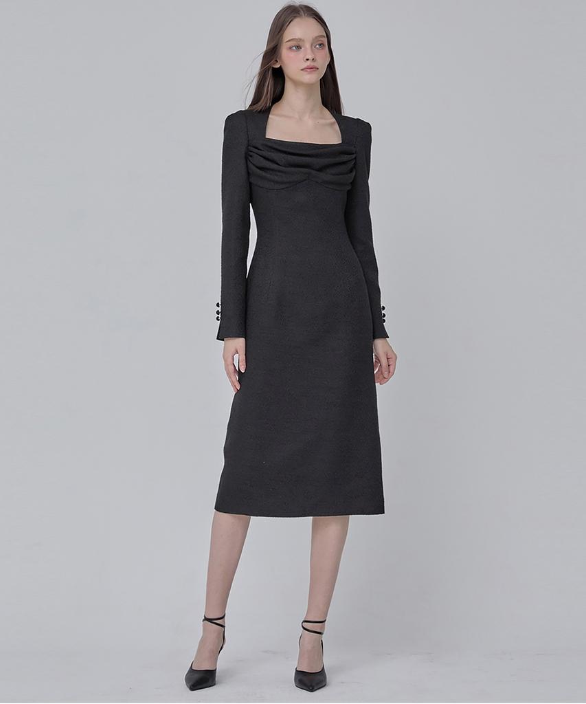 JULIY&CALLA 24 Fw Collar 108 Dear Vivian Tweed Dress Black