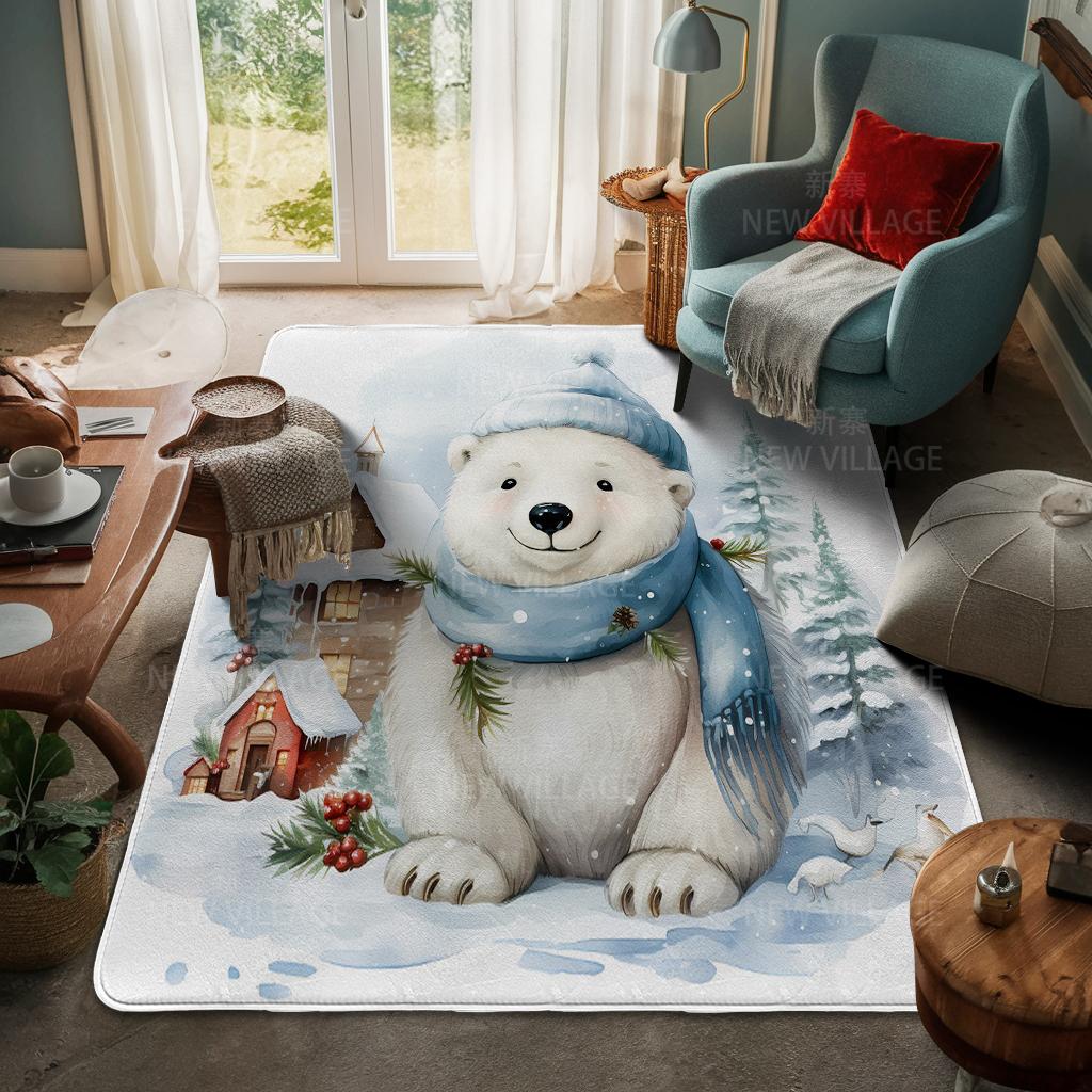 House Entrance Carpet Home Door Mat Living Room Bath Foot Bathroom Non-slip Water Absorption Rugs Bath Merry Christmas Winter