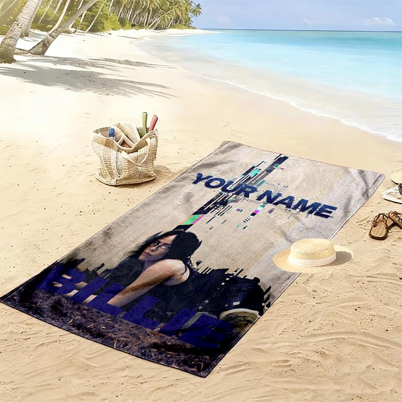 Name Custom Billie Poster Print Beach Towel, Large Soft Quick Dry Towel for Beach Camping Swimming