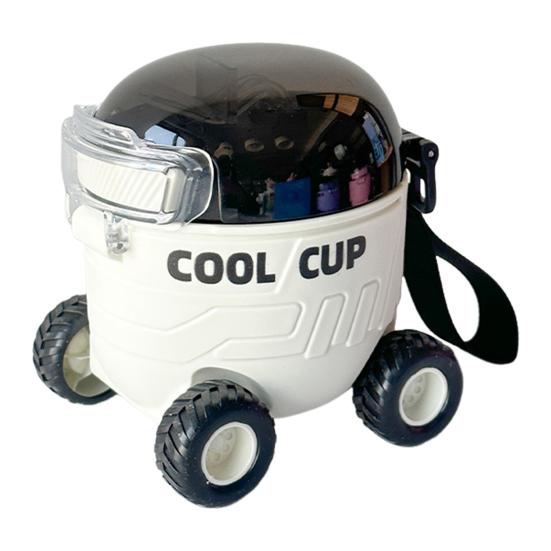 

Бутылка для воды в виде мультяшного автомобиля с трубочкой, герметичная, 550 мл, симпатичная детская чашка для воды, дизайн в форме автомобиля, для школы, спорта, путешествий белый