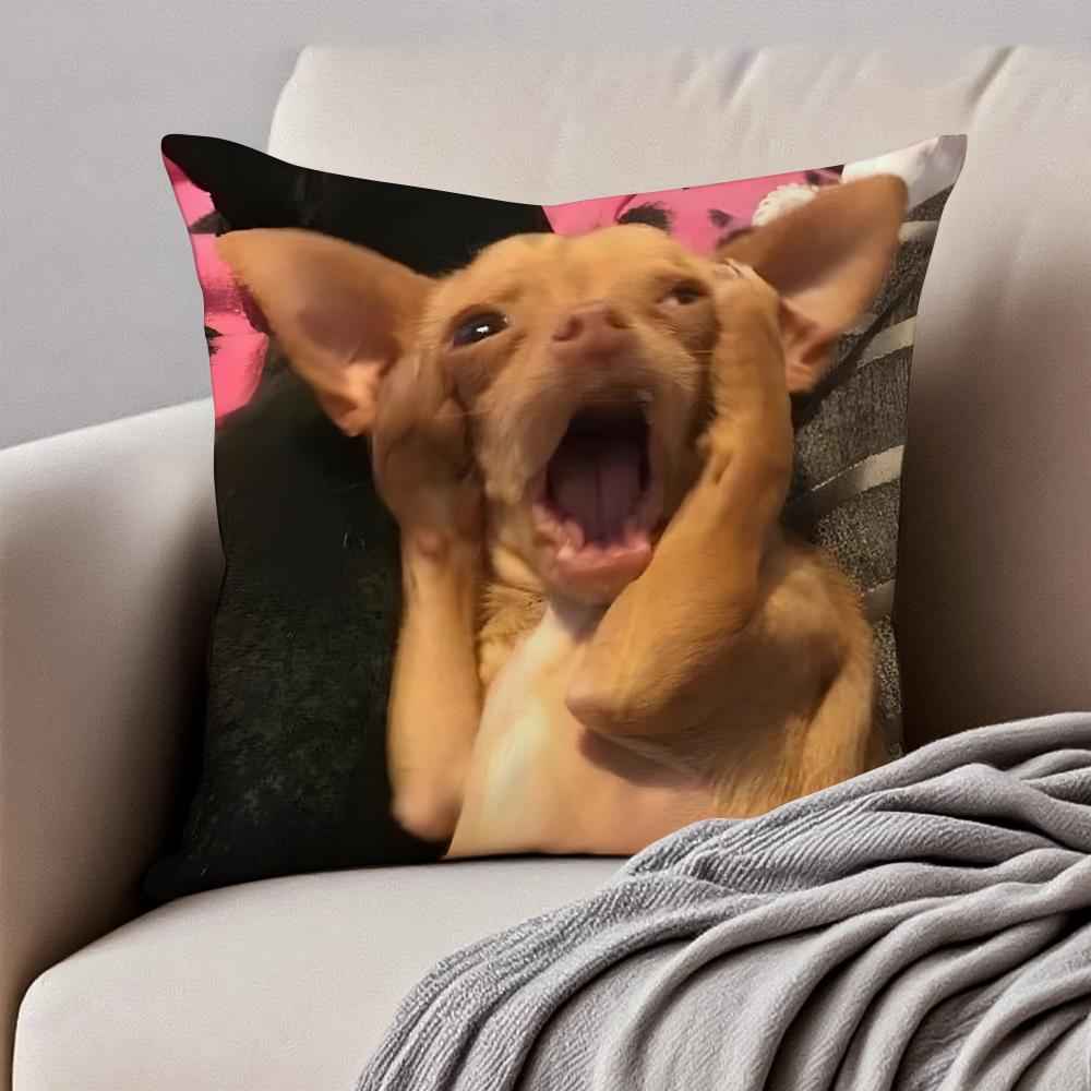Abstract Cute Funny Pet Dog Meme Cushion Cover Pillowcase Antidustmite Invisible Zipper Short Plush Sofa Cushion