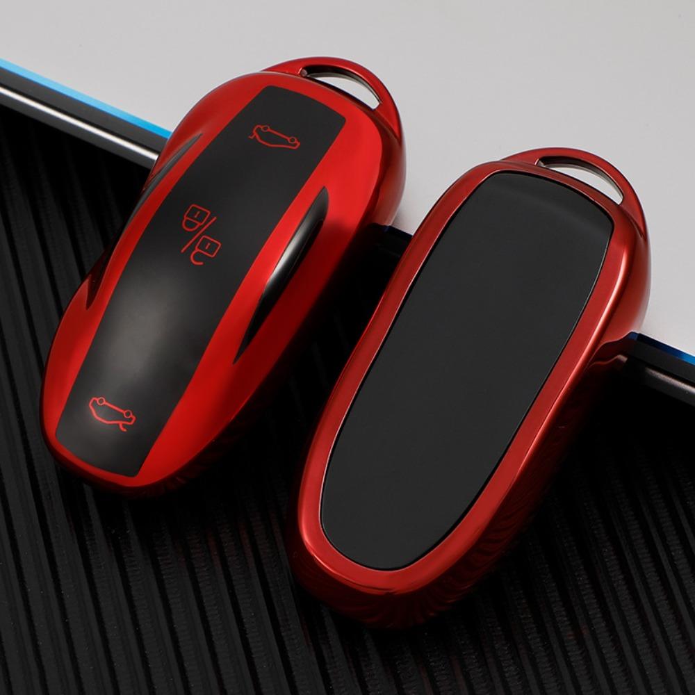 Für Tesla Model 3 Y X S Schlüsselanhänger Abdeckung Kartenhalter Lederetui für Autoschlüssel