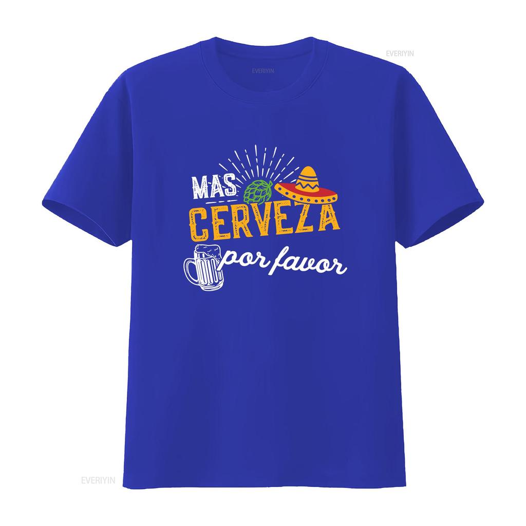 Mas Cerveza Por Favor Men Women Funny Cinco de Mayo T Shirt vintage Washed designer clothes fashion Casual homme Stretched