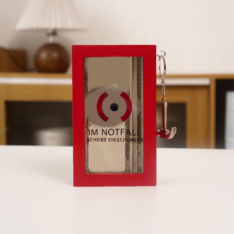 Transparent Money Bank Saving Money Box Creative Red Wood Pull Surprise Box Toy For Kids Adults Cash Storage Challenge Bank Gift