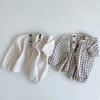 Baby Cotton Linen Clothes Set Plaid Cartoon Casual Tops + Pants 2pcs Baby Set Cute Boy Girls Comfortable Infant Outfits