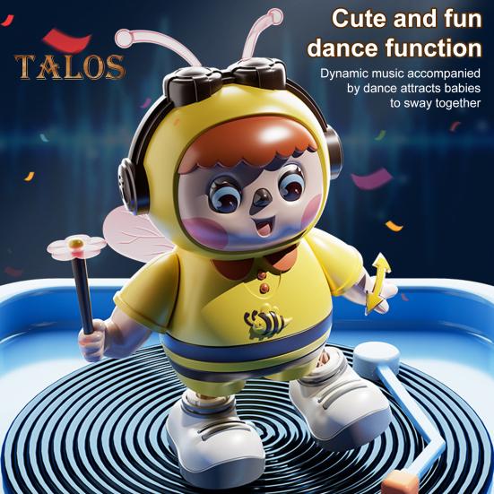 Electric Singing Dancing Bee Toy with LED Light Music Kids Walking Bee Toy Toddlers Boys Girls Interactive Educational Animal Musical Toy