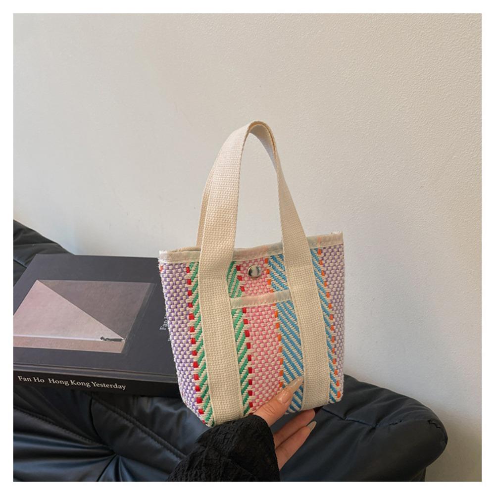 Stripe Straw Bag Large Capacity Tote Bag Portable Lunch Bag  Men