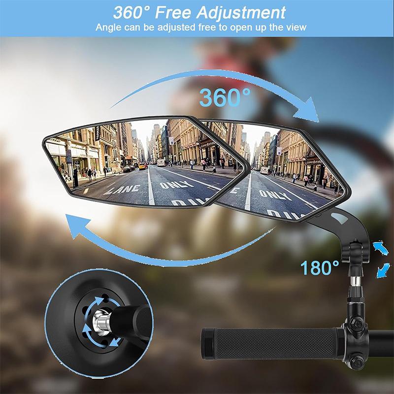 360° Rotatable Bicycle Rearview Mirror Adjustable Handlebar Reflector for Bike Scooter Motorcycle Cycling