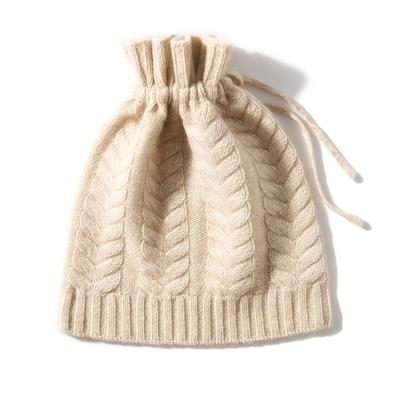 Weiche Kaschmir Herbst und Winter Neuer Stil Damen Vorder- und Rückseite Stich Kordelzug Einfach Warm Gestrickt Lässig Baotou Hut
