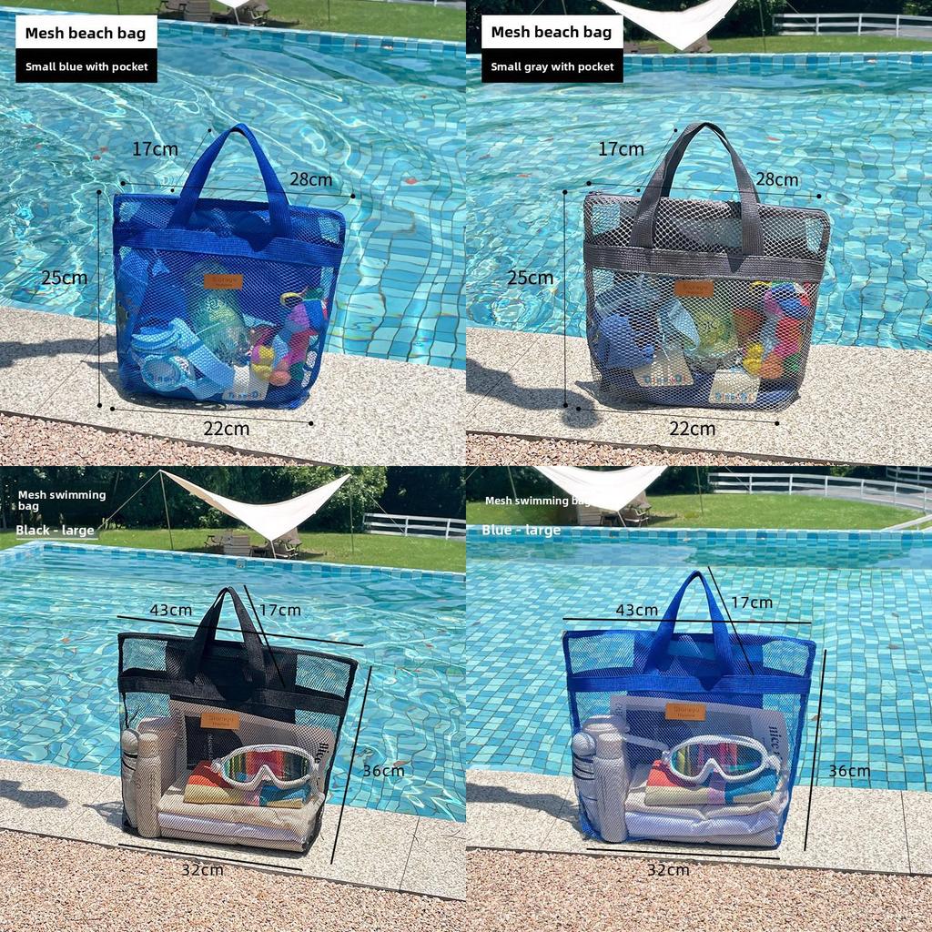 Mesh Travel Beach Bag Large Capacity For Men Women With Inner Net Foldable Swimming Tote