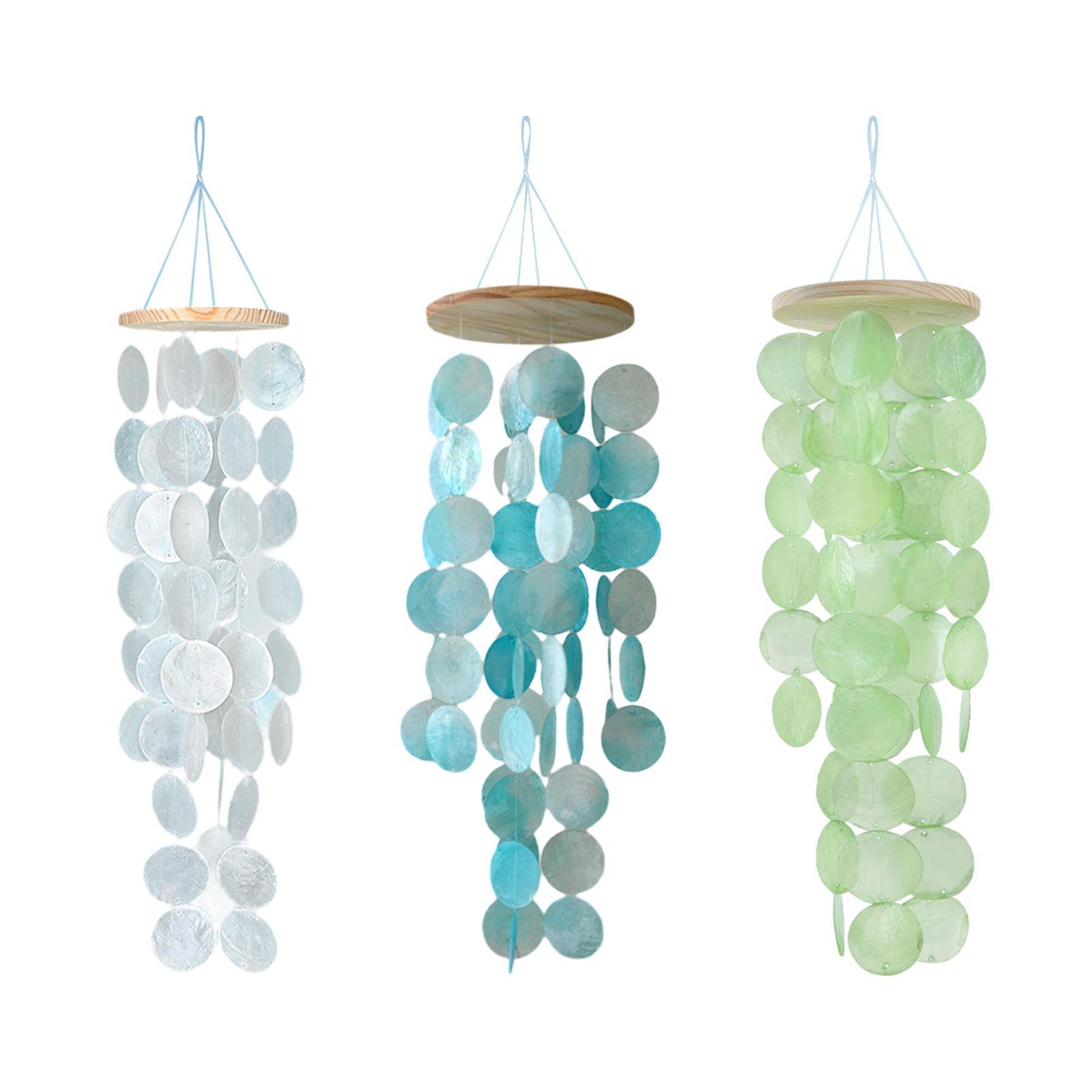 Shell Pieces Wind Chimes Ornament Handmade Versatile 4.7x17.7inch for Front Porch Decor Lightweight Decorative bianco
