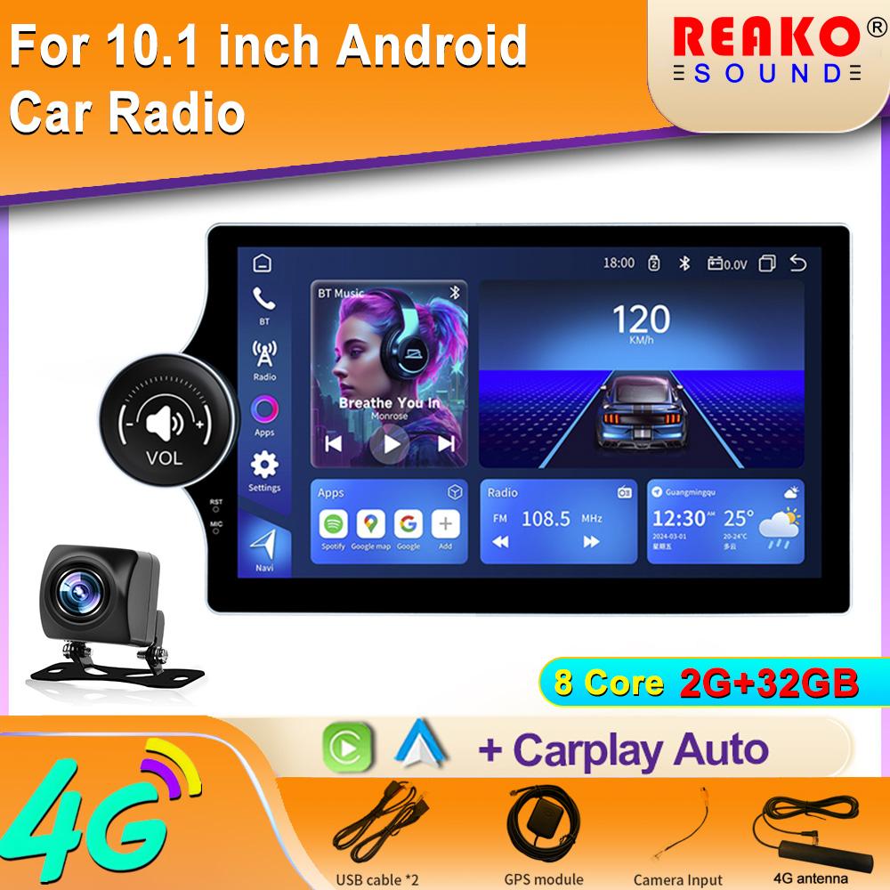 

8-ядерный 10,1-дюймовый Qled 2 ГБ 32 ГБ Android автомобильный радиоплеер BT Carplay поддержка 4G Lte Wifi автомобильная стереосистема AM FM GPS навигация 8 core 2GB+32GB