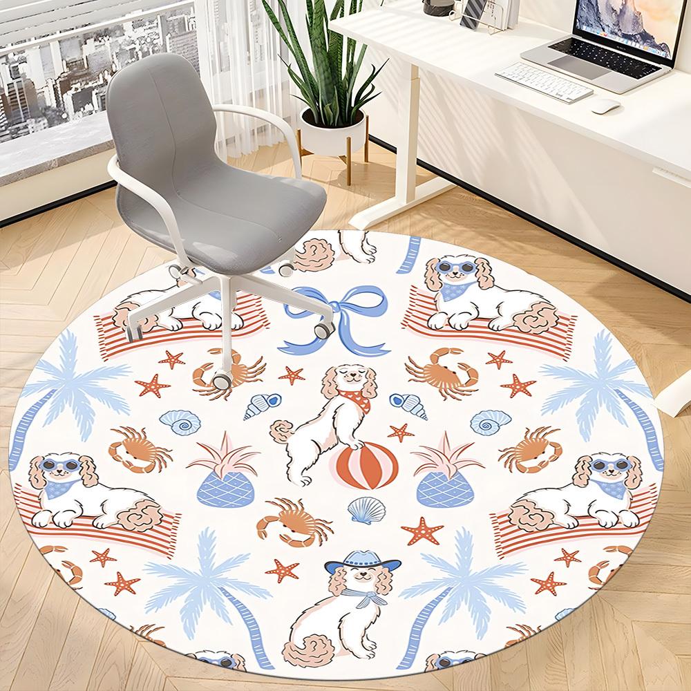 1pc Beach Dogs Chair Carpet for Office - Durable, Ideal for Chair Mats, Stylish & Functional Decorative Rug yy260130047