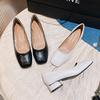 New Women Fashion Pumps High OL Basic Model Stone Pattern High Heels Shoes Ladies Square Toe Leather Casual Boat Shoes