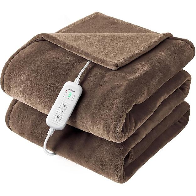 2025 Flannel Heated Blanket, 50"x60" Soft Electric Blanket with 8 Heating Levels & 10H Timing Auto Shutdown, Overheating Protection, Machine