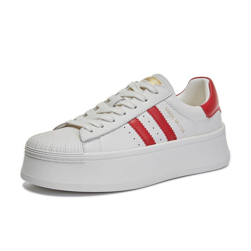 The first layer of cowhide white shoes for women's 2025 spring new shell head versatile board shoes casual height-increasing shoes versatile women's s