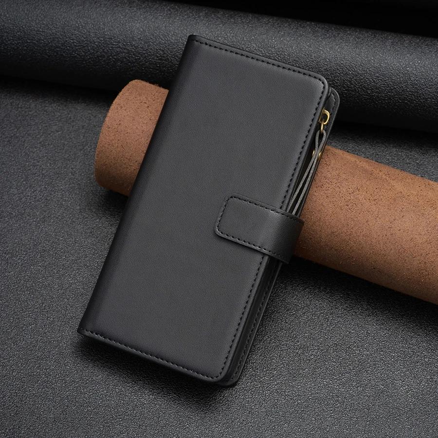 Wallet Flipped Solid Color Multi Card Zipper Leather Case For Samsung Galaxy S24 Ultra S23 Plus S22 S21 S20 FE A A4 A3 A1
