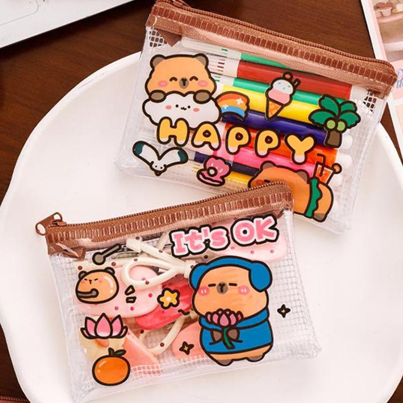 Portofel Mini Zero Capibara Desen Animat Pentru Femei Ușor La Modă Portabil Ruj Căști Geantă de Depozitare Portofel Drăguț pentru Monede