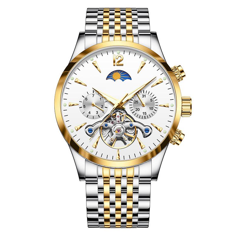 Customized Leather Band Luxury Men s Stainless Steel Automatic Mechanical Watch with Tourbillion Feature Automatic Watch