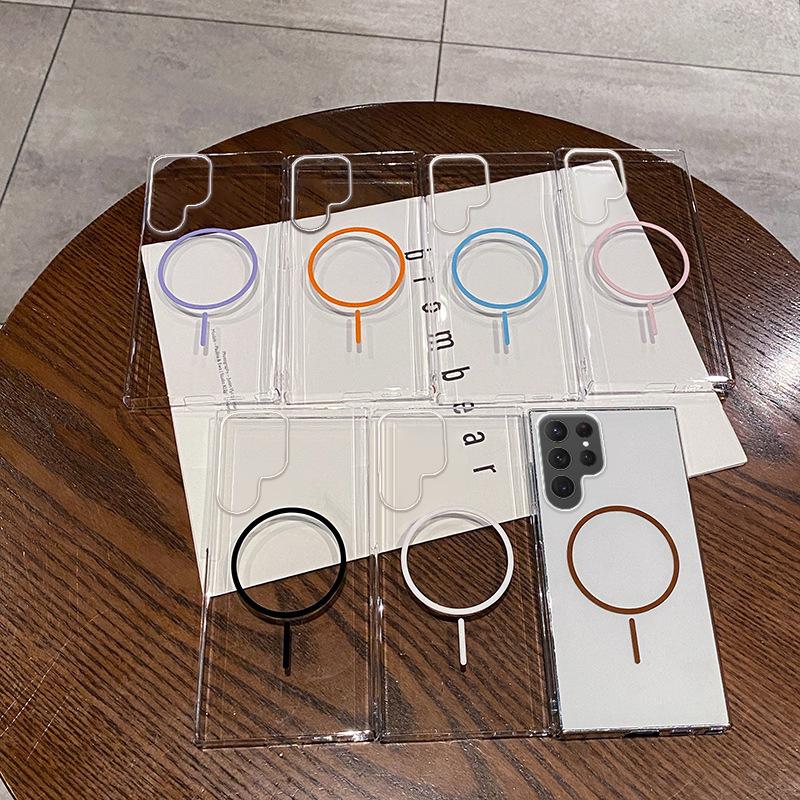 Trendy Thin Ring Magnetic High Permeability Shell Suitable for Samsung S25ULTRA Mobile Phone Case S24P Anti Fall Hard Shell