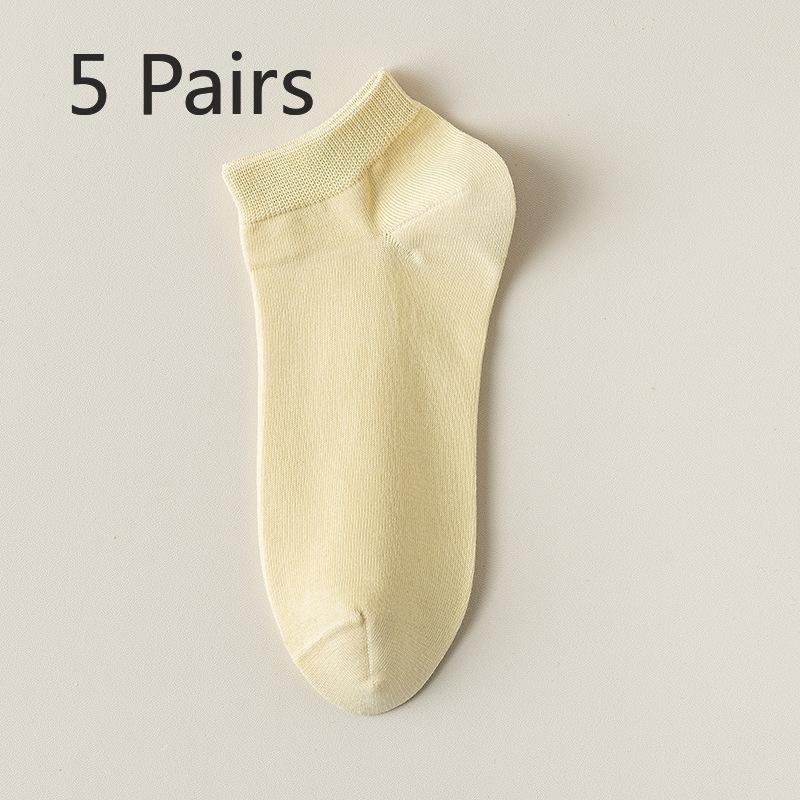 5 Pairs Boneless Socks for Women Spring and Summer Thin Socks Absorbent Cotton Socks