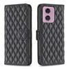 BINFEN COLOR BF Style-14 For Motorola Moto G34 5G Wallet Phone Case Rhombus Grid Pattern