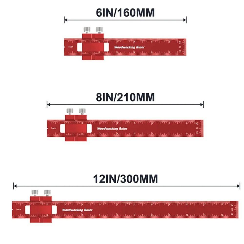 T-Type T Track Ruler Inch and Metric Scribing Ruler Precision Pocket Ruler  Scriber Measuring Tools