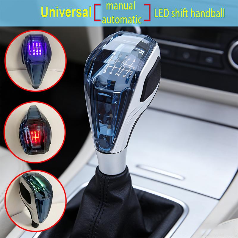 Universal Crystal LED Gear Shift Knob with Colorful Light for Manual Automatic Transmission 8mm 10mm 12mm Most Cars Compatible