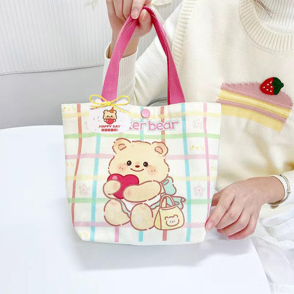 New bag wind butter bear canvas bag cute canvas bag portable daily storage woman
