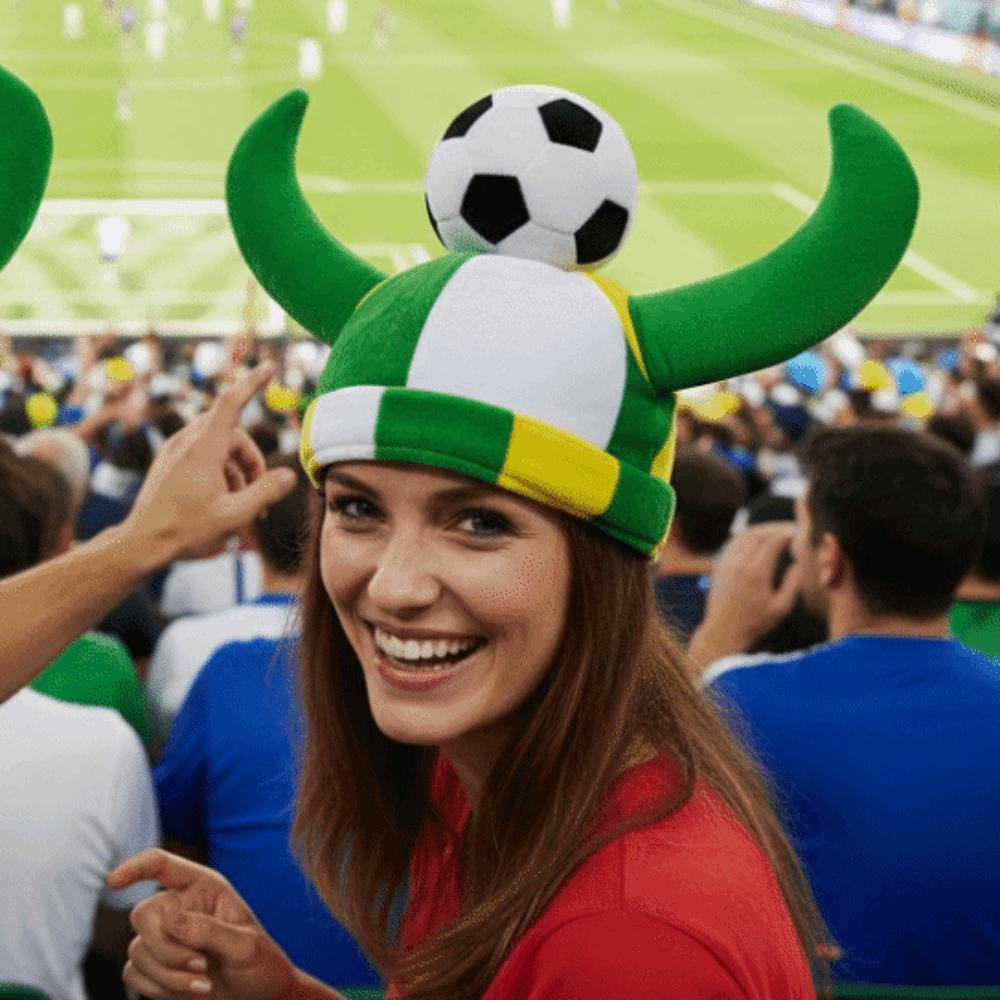 One Size Fits Most Soccer Fan Horn Hat Carnival Party Headwear Theme Party Props