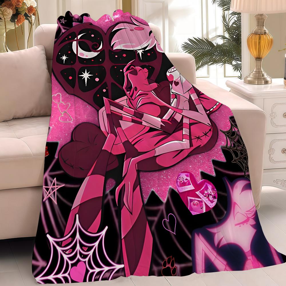 H-Hazbin Cartoon Hotel Funny Blanket Warm And Soft Suitable For Bedroom Living Room Sofa Bed Office Travel Camping