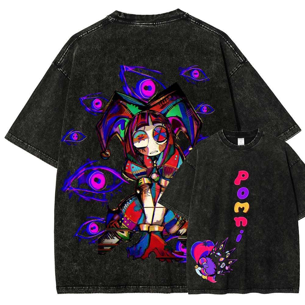 Trendsetter Loose Clothes The Amazing Digital Circus Anime Liefhebber Gewassen T-shirt Kleding voor het hele jaar hoge kwaliteit persoonlijkheid Kleding Grote Maten Unisex Nieuw Model Koppel tee M