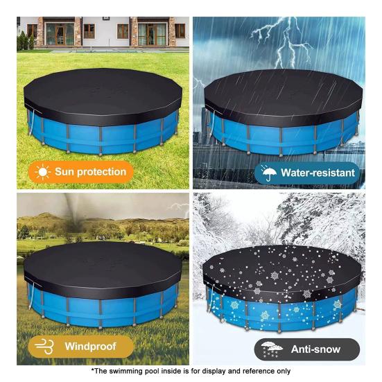 Foldable Pool Cover Round Pool with Drawstring Protection Cover Waterproof Dustproof Pool