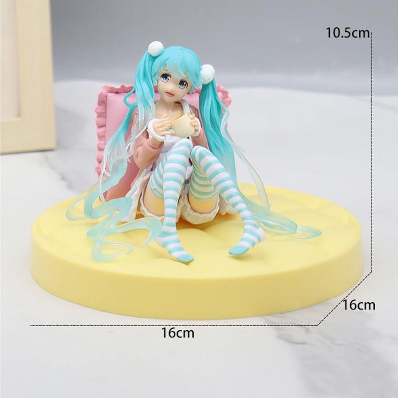 New Anime Hatsune Miku Virtual Singer Manga Figurines  Green Long Hair Pink Skirt Kawaii Girl PVC Action Figure Model Toy