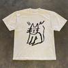 American Street Y2k Kitten Graffiti Print T Shirt Female Summer Retro Hip-hop Ins Personality Short-sleeved Top Graphic T Shirts